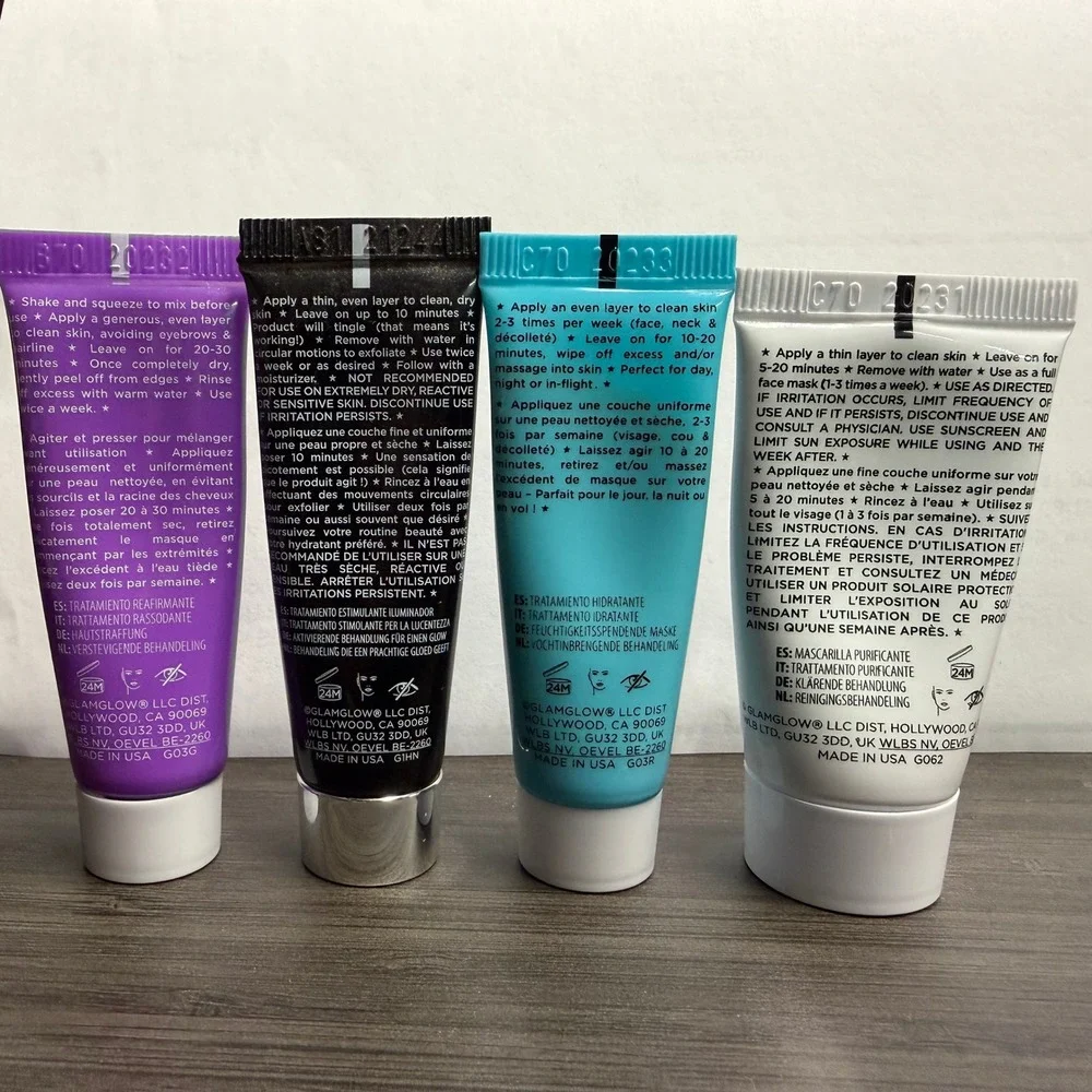 Glamglow Face Mask Set Supermud Youthmud Thirstymud Gravitymud Travel Size 4pc